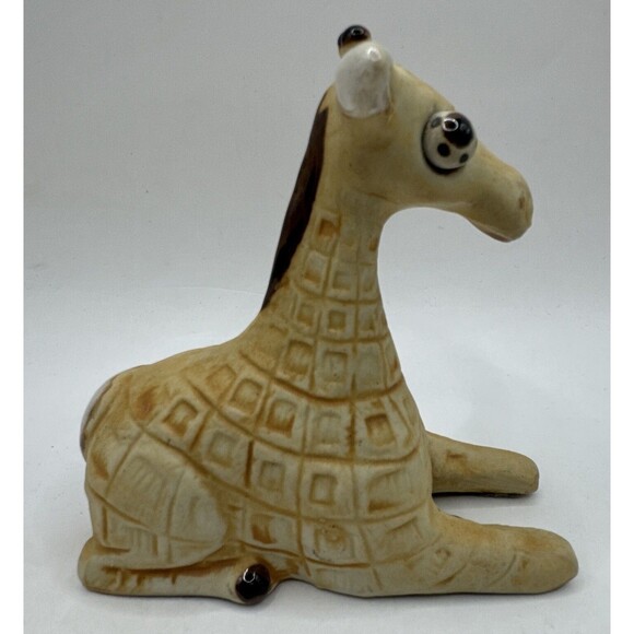 Vintage Japan MCM Pottery Ceramic Giraffe Figurine Kitschy Bug Eyed - Picture 6 of 8